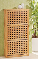 Scarpiera, 3 ante, design a rete, legno di noce