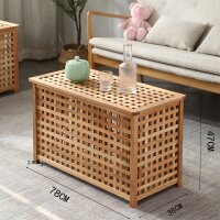 Laundry basket, extra wide, lattice design, walnut wood