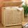 Laundry basket with linen bag made of pine wood