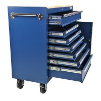 Carrello degli attrezzi con 7 cassetti e porta, con piano in legno grande