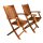 Garden Chair Set of 2, Garden Armchair, Folding Chair, made of Acacia Wood