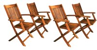 Gartenstuhl 4er Set, Gartensessel, Klappstuhl, Holz