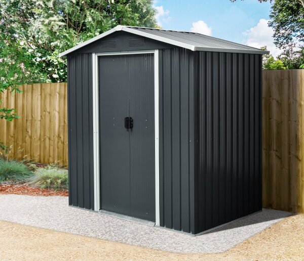 Husholdningshus antracit 131 x 194 x 184 cm Husholdningsskur, Skur, Metal