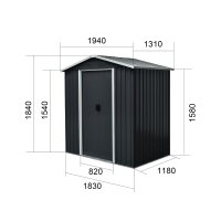 Gerätehaus anthrazit 131 x 194 x 184 cm Geräteschuppen, Schuppen, Metall