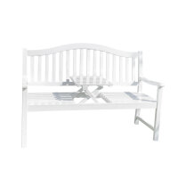 Garden bench, wooden bench, white, bench with table