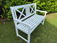 Garden Bench, Wooden Bench, White, Seating Bench, 2-Seater