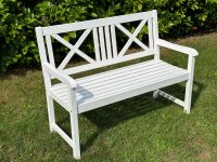Tuinbank Bank, houten bank, wit, zitbank, 2-zitter