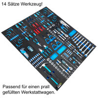 Gereedschapset, 14 sets voor werkplaatswagens