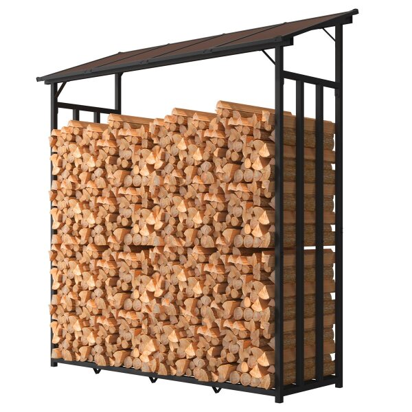 Metall Kaminholzregal Anthrazit XXL 185 x 70 x 193,5 cm mit Dach