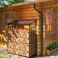 Bibliothèque à bois en métal anthracite XXL 175 x 70 x 193,5 cm avec toit