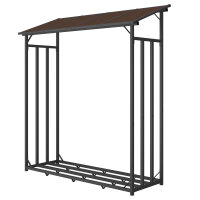 Metall Kaminholzregal Anthrazit XXL 185 x 70 x 193,5 cm mit Dach