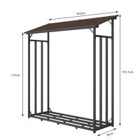 Metall Kaminholzregal Anthrazit XXL 185 x 70 x 193,5 cm mit Dach