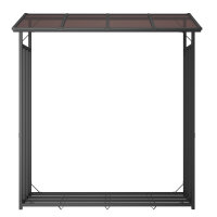 Metall Kaminholzregal Anthrazit XXL 185 x 70 x 193,5 cm mit Dach