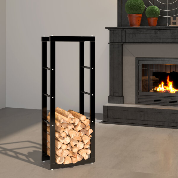 Kaminholzregal, Metall Brennholzregal 40 x 25 x 100 cm