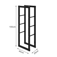 Kaminholzregal, Metall Brennholzregal 40 x 25 x 100 cm