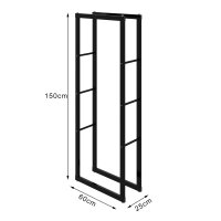 Regalik na drewno kominkowe, metalowe regał na drewno 60 x 25 x 150 cm