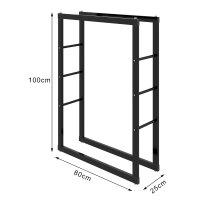 Porta legna, Regal per legna da ardere in metallo 80 x 25 x 100 cm