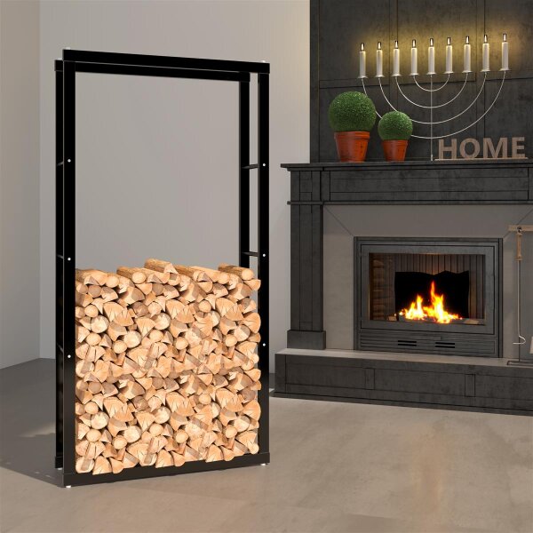 Kaminholzregal, Metall Brennholzregal 80 x 25 x 150 cm
