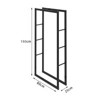 Scaffale per legna da ardere, scaffale in metallo per legna 80 x 25 x 150 cm