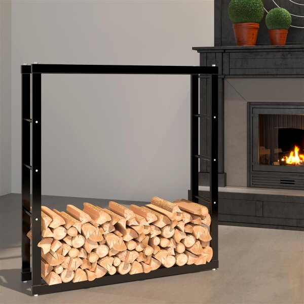 Haardhoutrek, metalen brandhoutrek 100 x 25 x 100 cm