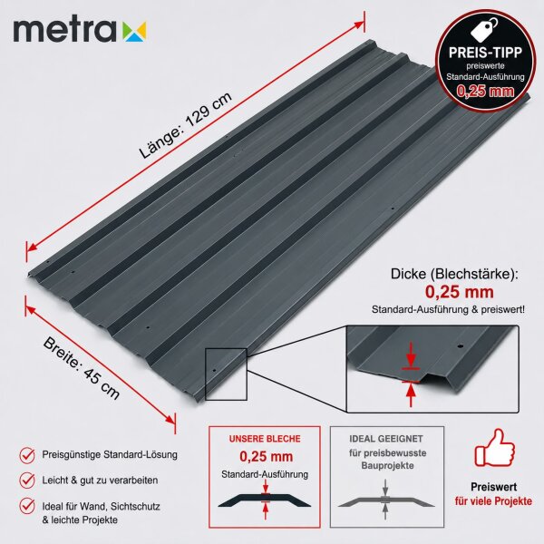Feuilles trapèzes ensemble de 24, anthracite