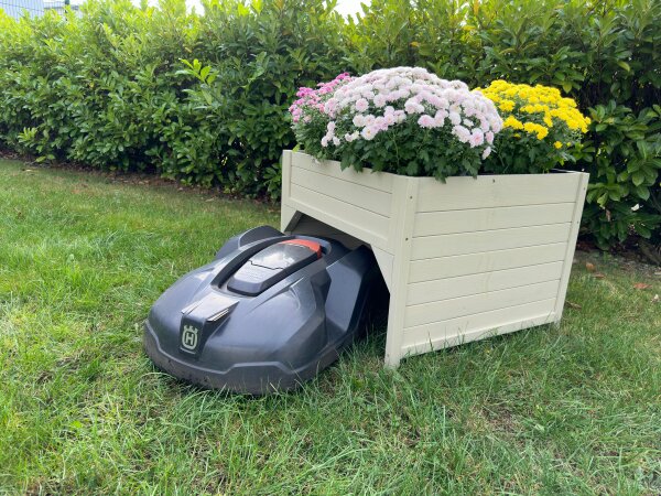 Hochbeet und Mähroboter-Garage aus Fichtenholz, wetterbeständig, inkl. Pflanzkasten