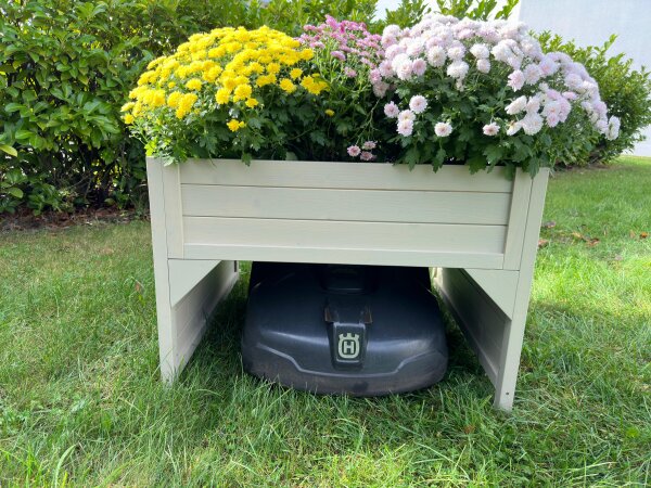 Hochbeet und Mähroboter-Garage aus Fichtenholz, wetterbeständig, inkl. Pflanzkasten
