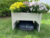 Hoge bed en robotmaaier garage van vurenhout,...