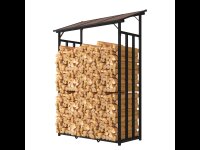Étagère à bois de chauffage en métal anthracite 130 x 70 x 185 cm avec toit