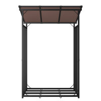 Estantería para leña de metal antracita 130 x 70 x 145 cm con techo