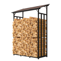 Étagère à bois de chauffage en métal anthracite 130 x 70 x 145 cm avec toit