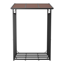 Metalowy regał na drewno do kominka antracytowy 130 x 70 x 145 cm z dachem